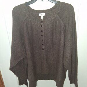 ANA A New Approach Women's Brown Henley Button Long Sleeve Sweater NWT Sz XXL